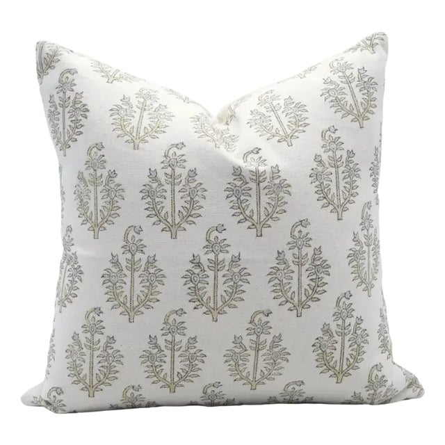 Fabdivine Floral Block Print Pillow Cover 24x24 Inch Duck Canvas- Neelgagan For Sale