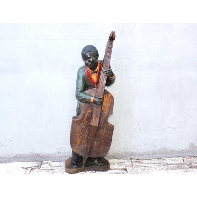 Sculpture Materials Vintage New Orleans Double Bass Player Jazz Musician Figurine, 1990s For Sale - Image 7 of 15
