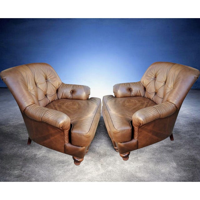 Some Chairs Fill a Space, This Pair of Vintage Classic Leather Chairs Command It. For Sale - Image 10 of 10
