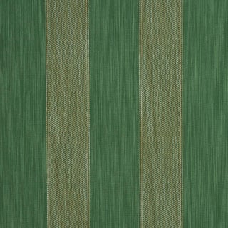 Schumacher Universal Stripe Fabric In Emerald For Sale
