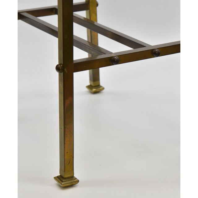 Wood Edwardian Brass & Mahogany Canterbury Newspaper Magazine Rack For Sale - Image 7 of 11