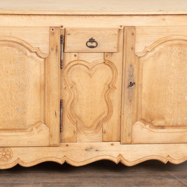 20th Century Long Bleached Oak Sideboard Buffet From Belgium For Sale - Image 11 of 16
