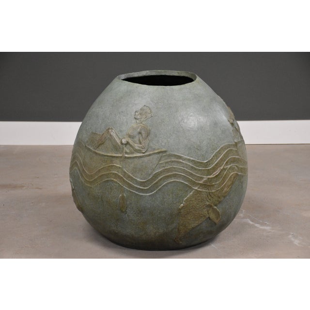 Mid-Century Modern Mid 20th Century XL Bronze Commercial Planter Pot For Sale - Image 3 of 7