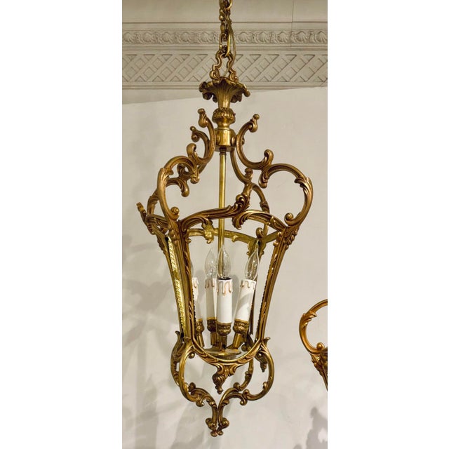 Myran Allan Luxury Lighting French Louis XV Bronze Dore Lantern For Sale - Image 4 of 7