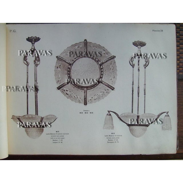 Gilles French Art Deco Multi-Light Chandelier 1930s - Fruit Motif Frosted Glass For Sale - Image 12 of 12