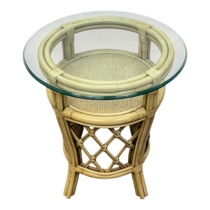 Vintage Lane Venture Coastal Style Ivory Wicker Accent / Side Table