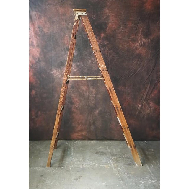 Brown Wooden Foldable Painter's Ladder, 1960s For Sale - Image 8 of 10