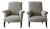1930's French Upholstered Striped Lounge Chairs For Sale