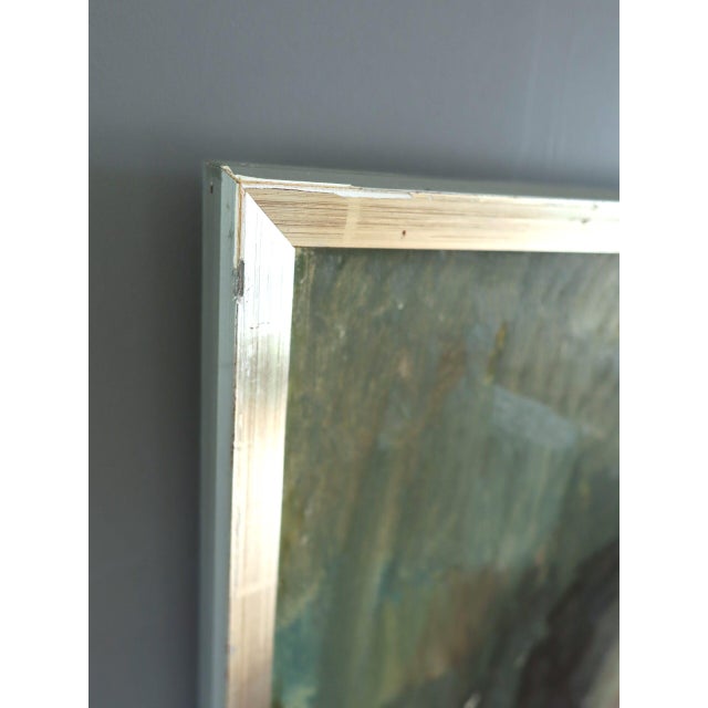 Textile Mid-Century Modern 'Agnes' Vintage Original Swedish Expressive Figurative Portrait Oil Painting, Framed For Sale - Image 7 of 14