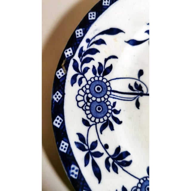 Blue Antique Staffordshire Potteries English Platter With Blue Transferware Decorations For Sale - Image 8 of 13