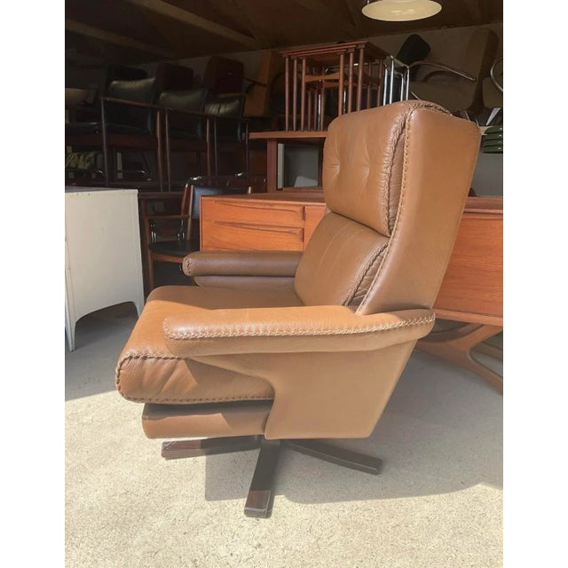 Brown Mid-Century Modern Danish Bison Leather Armchair For Sale - Image 8 of 18