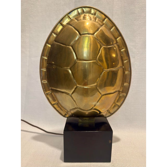 Chapman Manufacturing Company 1970s Chapman Solid Brass Turtle Shell Wall Wash Lamp by Turtle and Crane - Mid Century Modern Styled After Karl Springer For Sale - Image 4 of 12