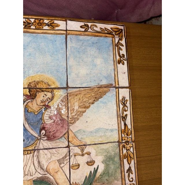 1950s Hand-Painted Mosaic of St. Michael the Archangel, 1950s For Sale - Image 5 of 14