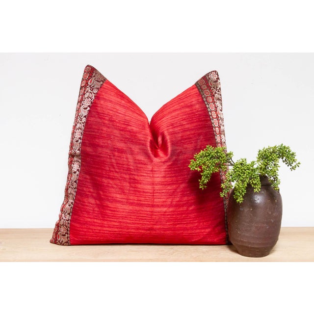 Textile Sangria Festive Silk Euro Pillow Cover For Sale - Image 7 of 7