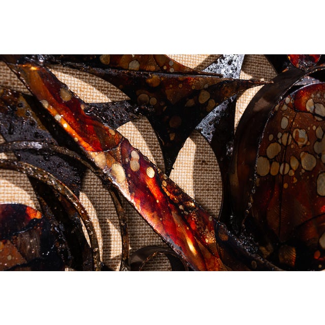 Danish Brutalist Wall Decoration in Metal & Wood & Jute by Henrik Horst, 1976 For Sale - Image 10 of 13