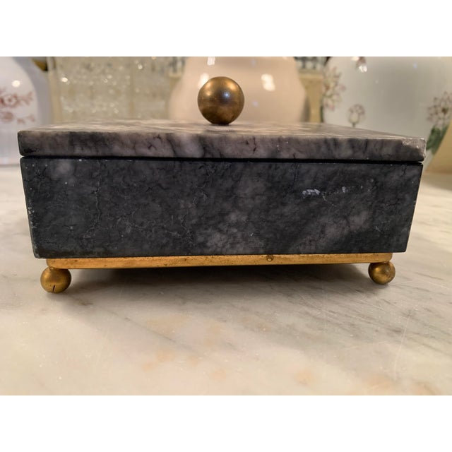 Mid-Century Modern Mid Century Gray Marble Box Gold Mounts For Sale - Image 3 of 12
