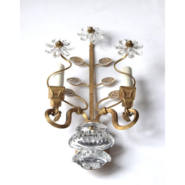 Metal Wall Lamp in Gilded Metal and Crystal Glass from Maison Bagues, 1960s For Sale - Image 7 of 9