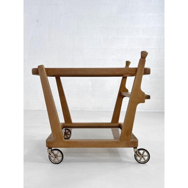 Mid-Century Modern Oak and Glass Serving Table by Guillerme et Chambron for Votre Maison, 1950s For Sale - Image 3 of 8