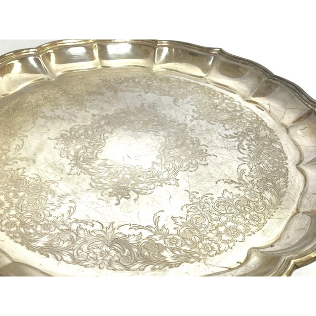 Vintage International Silver Co. Silverplate Footed Tray For Sale - Image 10 of 12