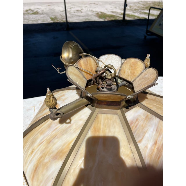 Vintage Slag Pedestal Hanging Lamp For Sale In West Palm - Image 6 of 8