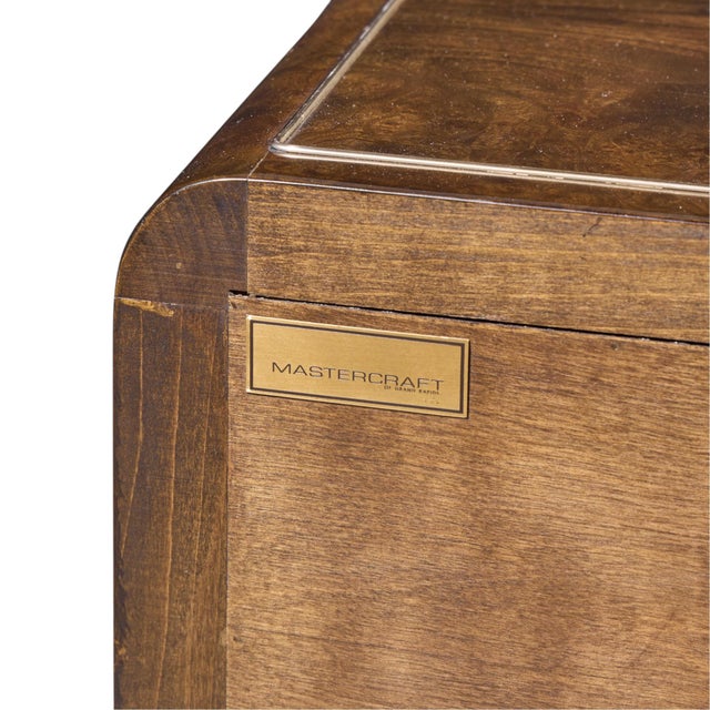 Brown Mastercraft Mid Century Burlwood and Brass Credenza For Sale - Image 8 of 8