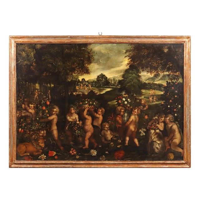 Feast of the Cupids, Oil on Canvas, Framed For Sale