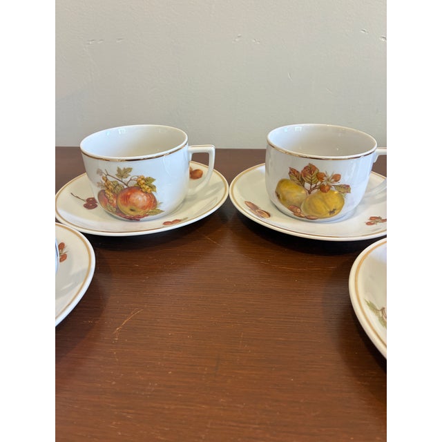 Mid 20th Century Seltmann Weiden Bavaria West Germany Fruit Tea Cups & Saucers - Set of 6 For Sale In Oklahoma City - Image 6 of 15