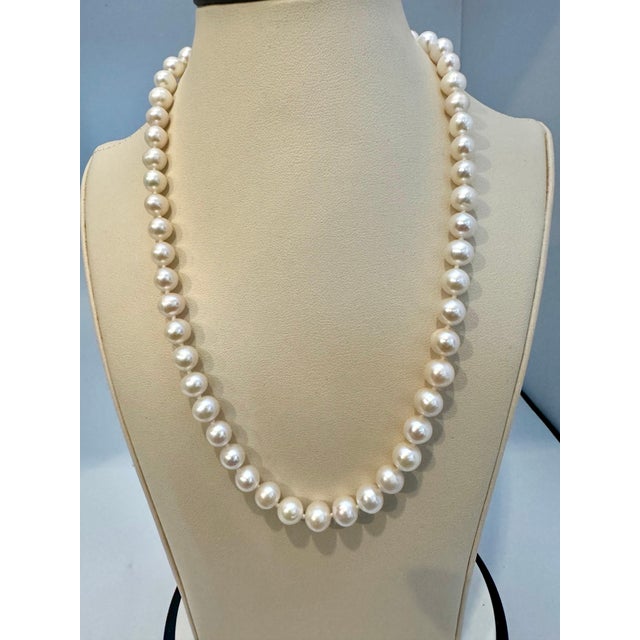 Early 21st Century Vintage Cultured Akoya Pearl Necklace Length 18" , 14 Karat Yellow Gold For Sale - Image 5 of 18
