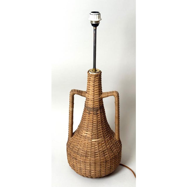 Large Mid-Century Handmade Floor Lamp in Rattan, 1960s For Sale - Image 10 of 16
