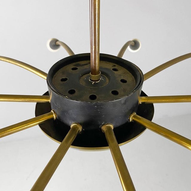 Mid-Century Italian Modern Ten Lights Brass Sputnik Chandelier, 1950s For Sale - Image 4 of 17