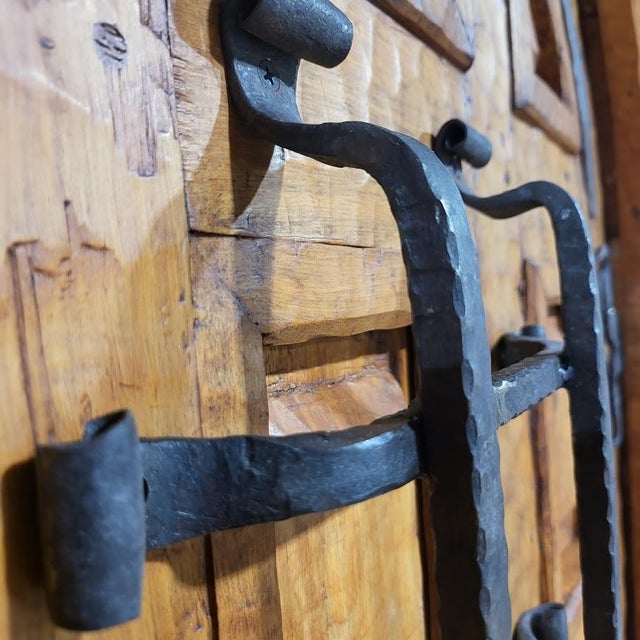 Handcrafted Solid Wood Rustic Arched Door – Custom Spanish Colonial Design Made to Order For Sale - Image 10 of 17