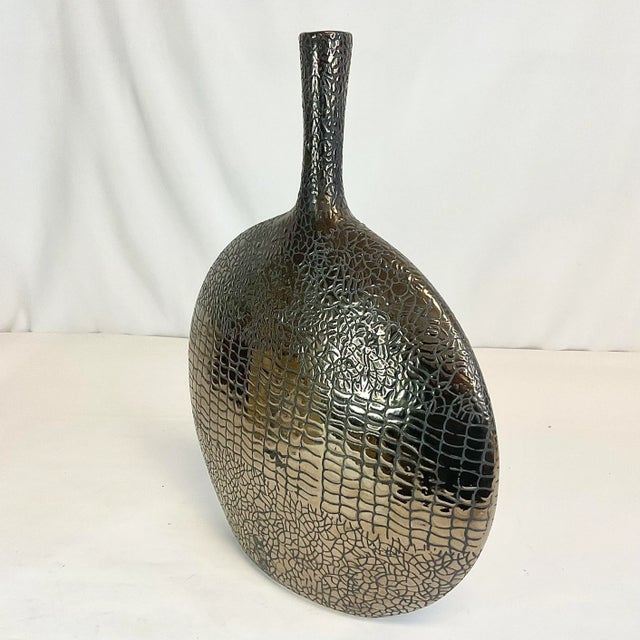 1980s Post Modern Contemporary Faux Reptile Ceramic Vase For Sale - Image 11 of 12