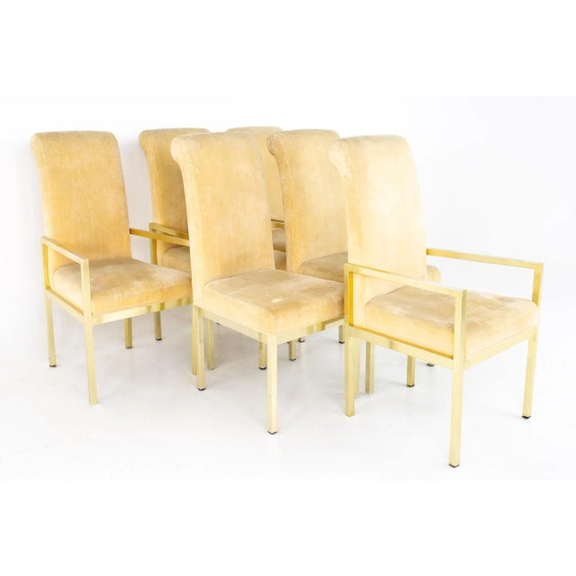 Milo Baughman Style for Design Institute of America Mid Century Brass Dining Chairs - Set of 6 For Sale - Image 13 of 13