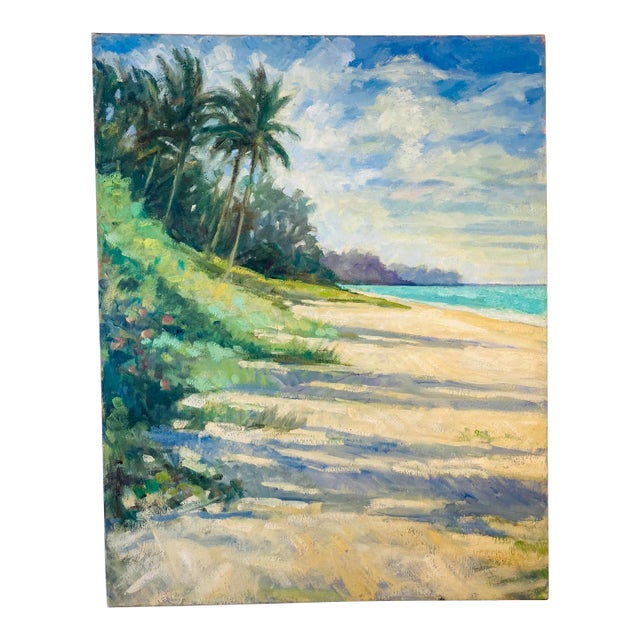 Vintage Coastal Beach Scene Painting For Sale