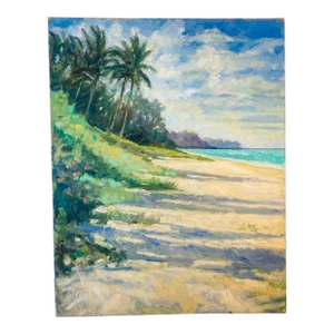 Vintage Coastal Beach Scene Painting