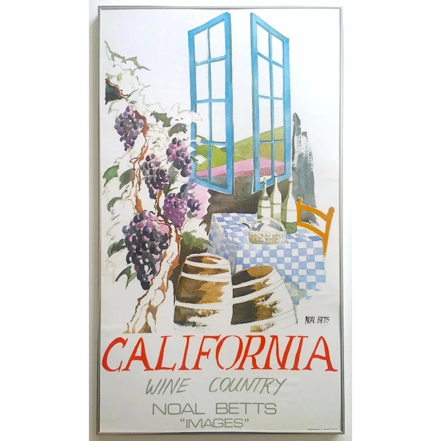 Noal Betts Vintage 1980's " California Wine Country " Lithograph Print Framed Travel Poster For Sale - Image 13 of 13