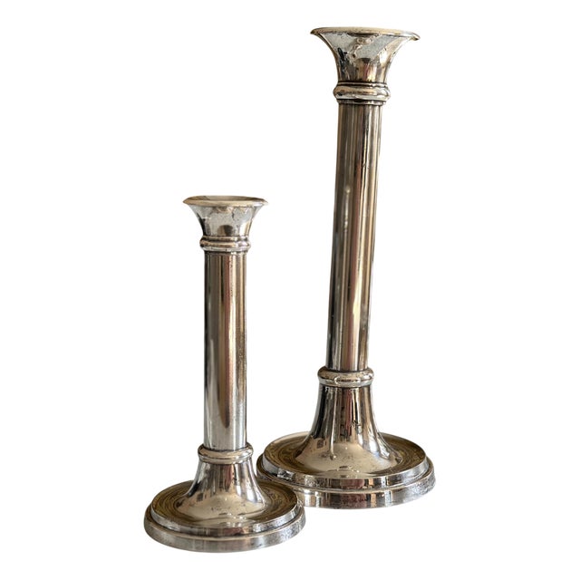Luise Silver-Plated Candleholders by Lambert, 1967, Set of 2 For Sale