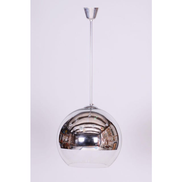 Mid-Century Chandelier in Chromed Steel and Opaline Glass, Germany, 1970s For Sale - Image 11 of 11