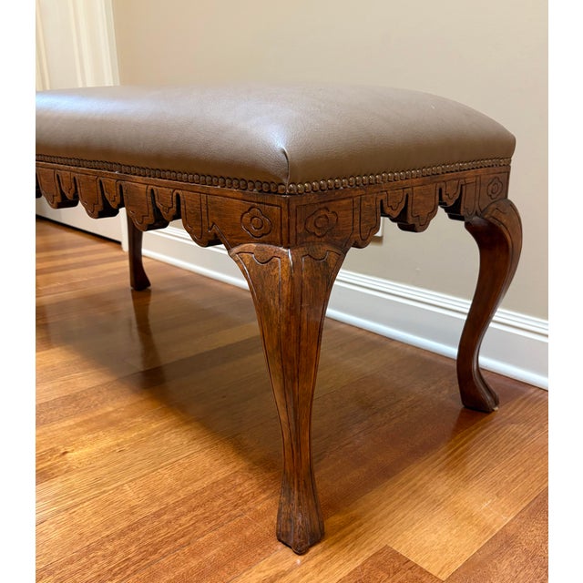 Textile Michael Taylor Lucarini Bench With Leather Upholstery For Sale - Image 7 of 7