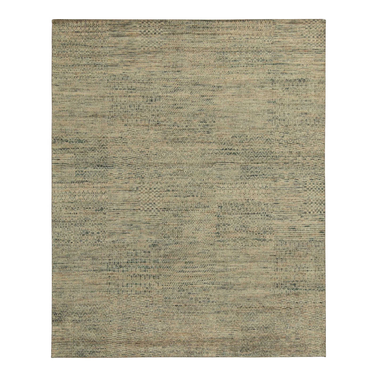 Rug & Kilim’s Modern Rug in a Blue and Beige-Brown Striae, Geometric ...