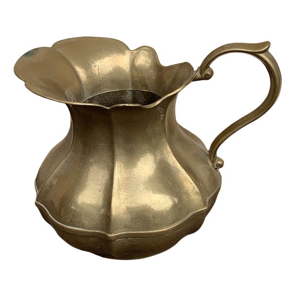 Vintage Gold Brass Jug For Sale