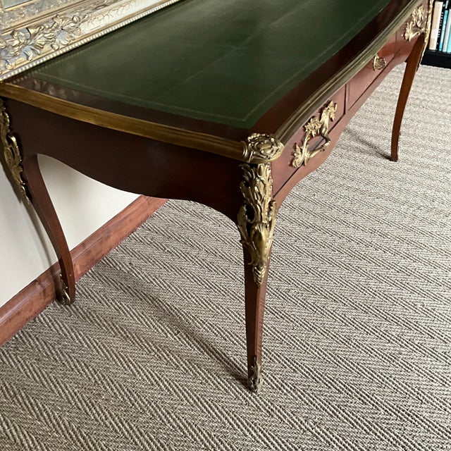 Early 19th Century Desk Mounted Bureau Plat. French, Louis XV Revival Style,green Leather Surface With Gold Tooling For Sale - Image 5 of 11