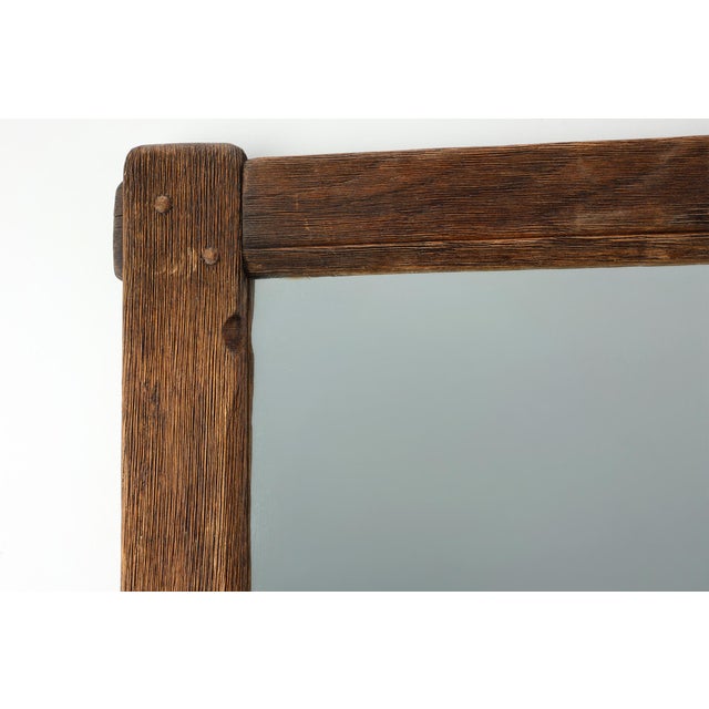 Rustic Antique Rustic Oak Wall Mirror, France, 1820s For Sale - Image 3 of 11