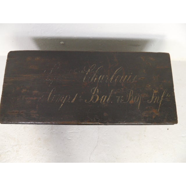 Gray Antique Chest with Inscription, 1890s For Sale - Image 8 of 10