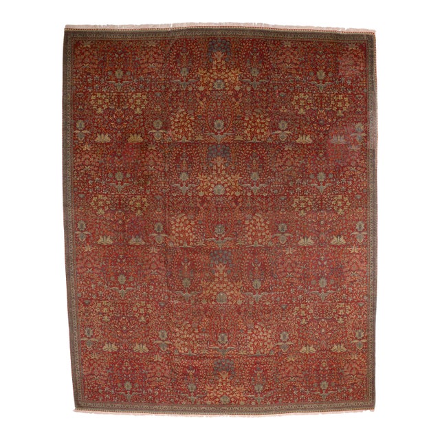 Antique Persian Mohtasham Kashan Rug 10’5" X 13’1" For Sale