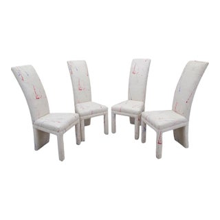 Vintage Modern High Back Parsons Dining Chairs - Set of 4 For Sale