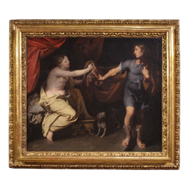 French Artist, Joseph and Potiphar's Wife, 1670, Oil on Canvas For Sale