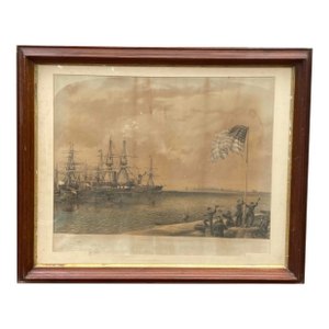 Antique Shearman & Hart Lithograph of Beaufort and Port, Royal, South Carolina - War Between the States