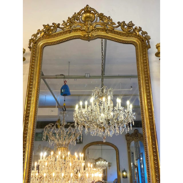 French Mid 20th Century European French Gold Gilded Mirror For Sale - Image 3 of 7