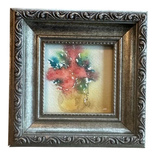 “Holding a Moment” Framed Original Watercolor Botanical by Nancy Smith For Sale